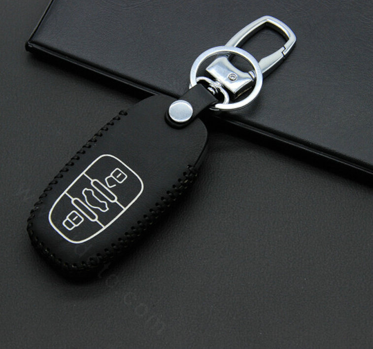 Cheap Genuine Leather Key Ring Auto Key Bags Smart for Audi A4 - Black